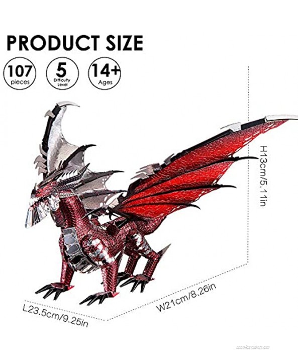 Piececool 3D Metal Model Kits-Black Dragon King DIY 3D Puzzles for Adults Brain Teaser Puzzles Toys for Teens Great Birthday New Year Gifts 107 Pcs