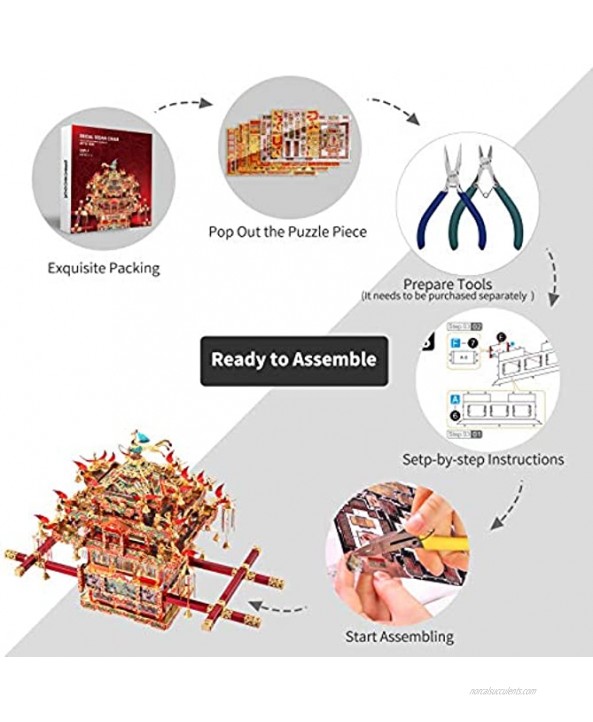Piececool 3D Puzzles for Adults Metal Model Kits Bridal Sedan Chair DIY 3D Metal Puzzle Chinese Traditional Culture 3D Model Building Kit for Teens Anxiety Toys Great Gift 288 Pcs