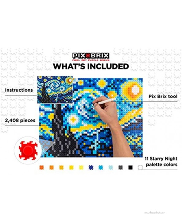 Pix Brix Pixel Art Puzzle Bricks – Starry Night Pixel Puzzle – Patented Colorful Building Bricks Create 2D and 3D Builds Without Water Iron or Glue – Stem Toys for Adults and Kids