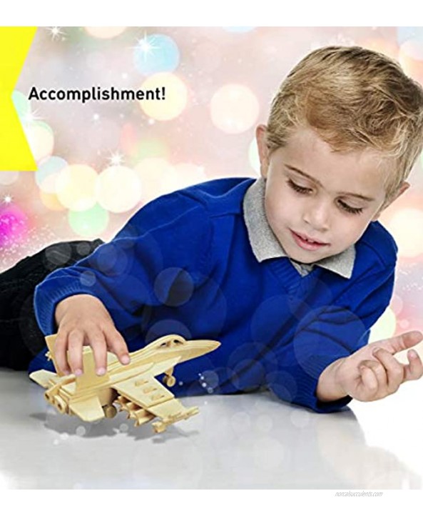 Puzzled 3D Puzzle F-18 Hornet Aircraft Jet Wood Craft Construction Kit Fun & Educational DIY Wooden Toy Assemble Model Unfinished Craft Hobby Airplane Puzzle to Build & Paint for Decoration 47pcs Pack