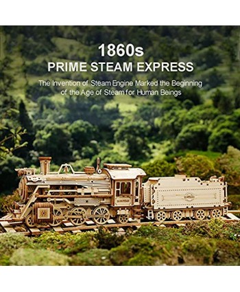 ROBOTIME 3D Wooden Puzzle Craft Kits Scale Model Car Kit for Adults and Kids 1:80 Scale Model Prime Steam Express
