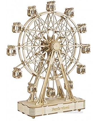 ROBOTIME 3D Wooden Puzzles DIY Music Box Grand Ferris Wheel Model Kits to Build Wood Craft Kits for Adults and Teens