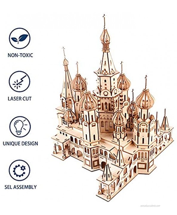 ROBOX Wooden 3D Puzzle for Adults- Assembled Construction Building Puzzles St. Basil's Cathedral DIY Building Models Kits