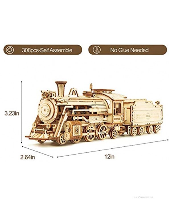 ROKR 3D Wooden Puzzle for Adults-Mechanical Train Model Kits-Brain Teaser Puzzles-Vehicle Building Kits-Unique Gift for Kids on Birthday Christmas Day1:80 ScaleMC501-Prime Steam Express