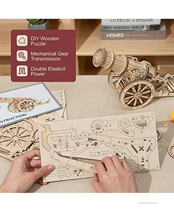 ROKR 3D Wooden Puzzle Medieval Cannon Model Kits Building Set Gifts for Adults&Teens