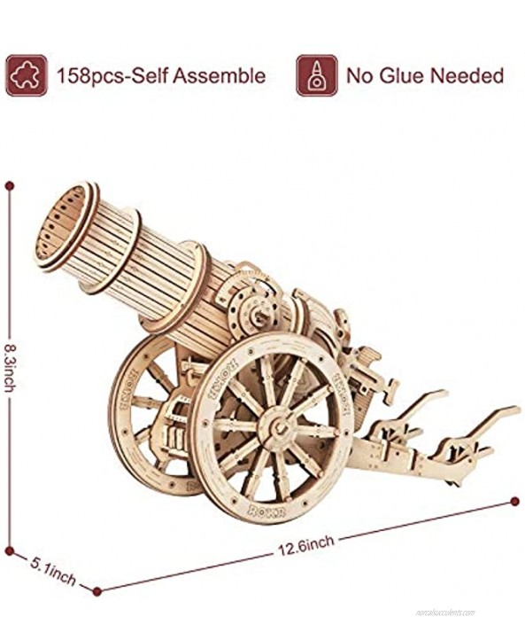 ROKR 3D Wooden Puzzle Medieval Cannon Model Kits Building Set Gifts for Adults&Teens