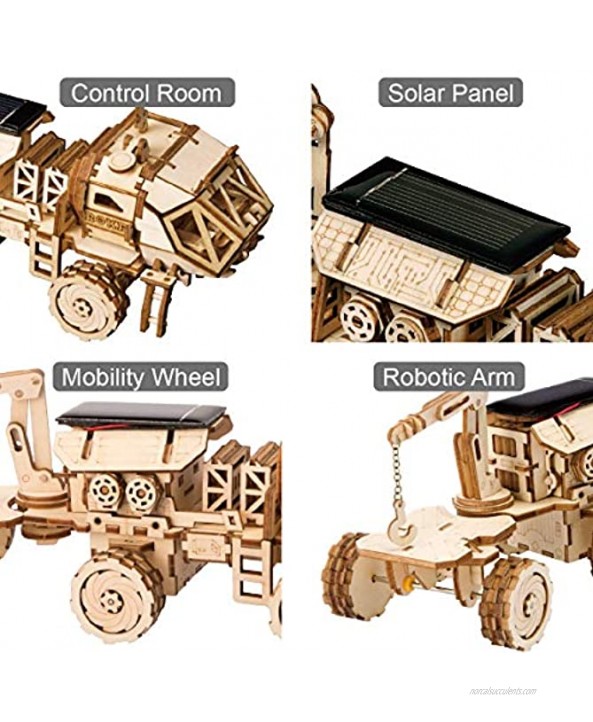 ROKR 3D Wooden Puzzle Solar Power Robot Toy Mars Rover Model Building Kits for Adults and Teens Age 14+ STEM Project NAVITAS Rover