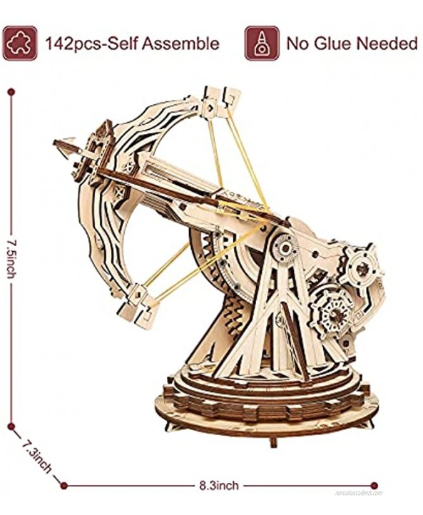 ROKR 3D Wooden Puzzles for Adults DIY Wooden Ballista Launcher Toys Building Model Kits STEM Projects Toys for Boys Girls