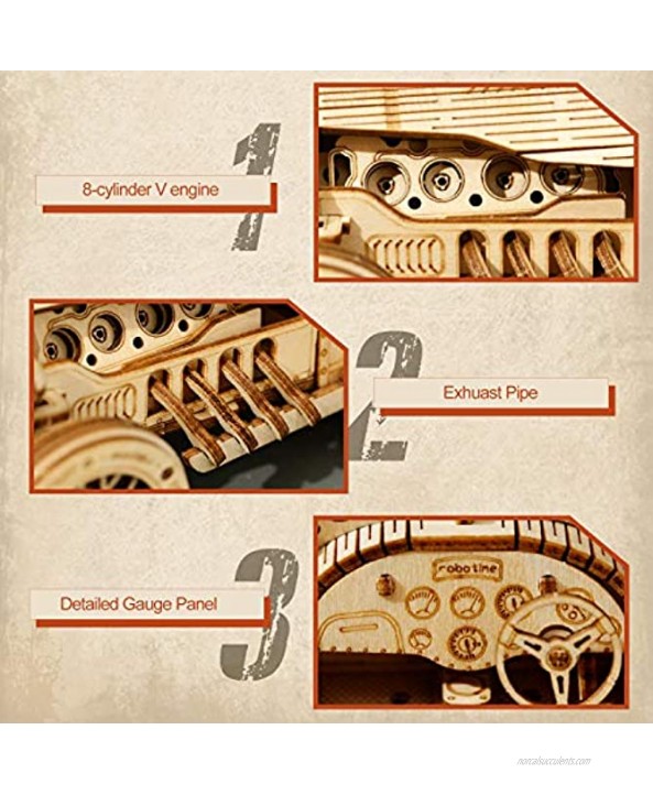ROKR 3D Wooden Puzzles for Adults Mechanical Models Kits to Build Grand Prix Car