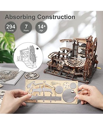 ROKR Marble Run 3D Wooden Puzzles Large Mechanical Model Kits for Adults Construction Set Gifts for Teens Family Marble Night City