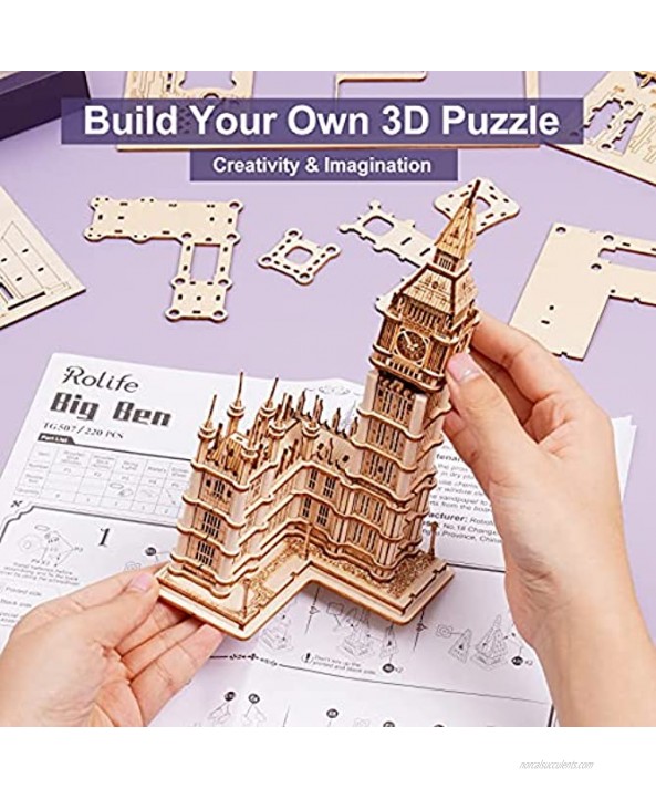 Rolife 3D Wooden Puzzles Craft Model Kits for Adults to Build Big Ben