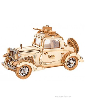 Rolife 3D Wooden Puzzles Retro Car Model Collectibles Wooden Model Kits for Adults Desk Toys Display Gift for Boys Girls Vintage Car