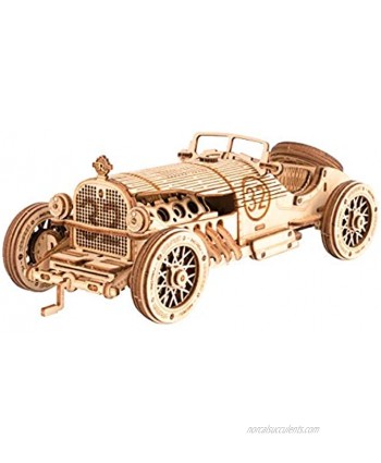 RoWood 3D Wooden Puzzle for Adults & Teens DIY Scale Mechanical Car Model Building Kits Best Toys Gift for Kids Grand Prix Car