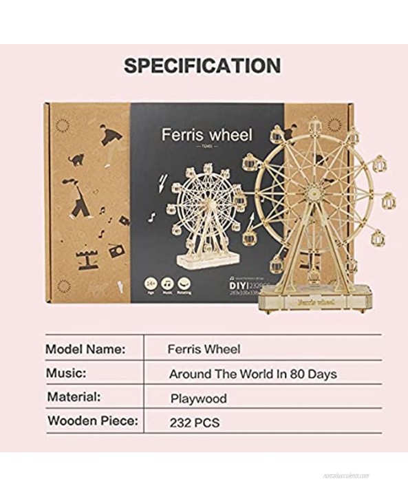 Rowood 3D Wooden Puzzles for Adults Building Crafts Toy Gift for Adult & Teens Ferris Wheel 232 PCS