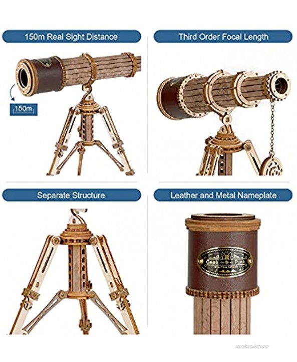 Rowood Telescope 3D Puzzles for Adults DIY Wooden Craft Kit Christmas Birthday Gift for Kids Teens