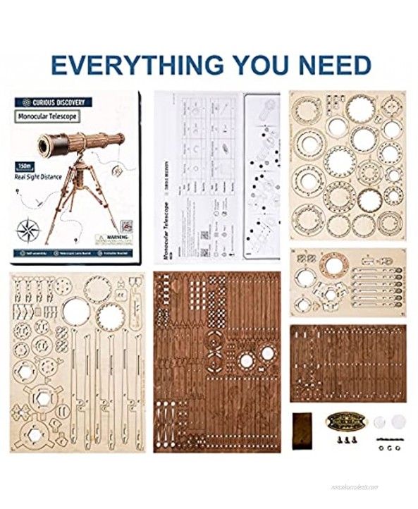 Rowood Telescope 3D Puzzles for Adults DIY Wooden Craft Kit Christmas Birthday Gift for Kids Teens