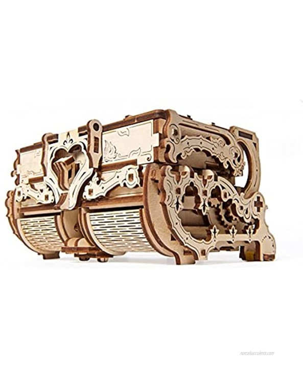 UGEARS 3D Wooden Puzzle Box 3D Puzzle Antique Wooden Box Wooden Model Kits for Adults and Teens Laser-Cut Mechanical Model Construction Kit Ideal Birthday