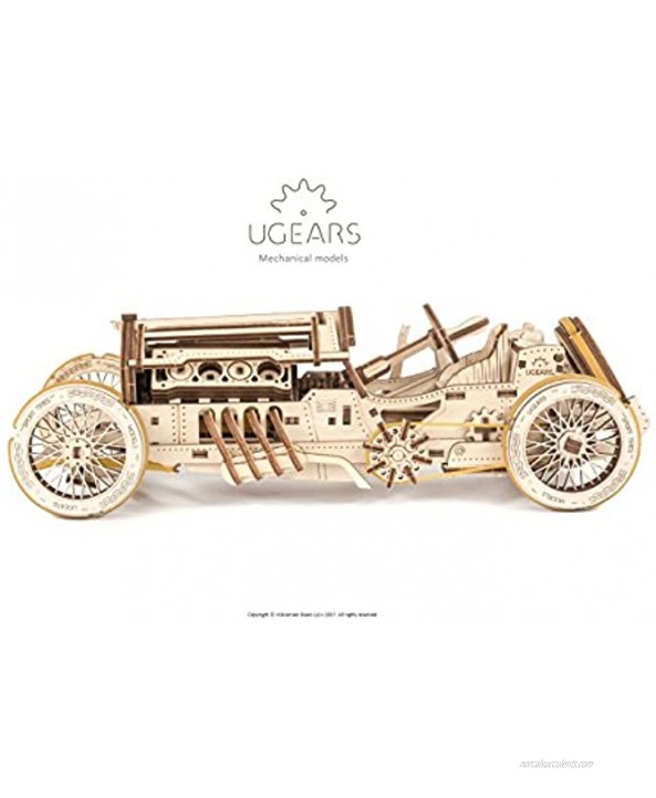 UGears Mechanical Models 3-D Wooden Puzzle Mechanical U-9 Grand Prix Car