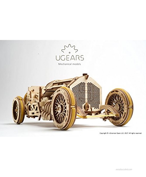 UGears Mechanical Models 3-D Wooden Puzzle Mechanical U-9 Grand Prix Car