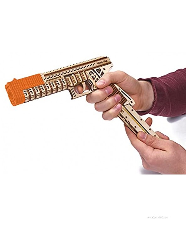 Wood Trick Defenders Gun 3D Wooden Puzzles for Adults and Kids to Build Shoots up to 13 ft 2 Clips 9x5 in Wooden Model Kits for Adults and Kids 14+