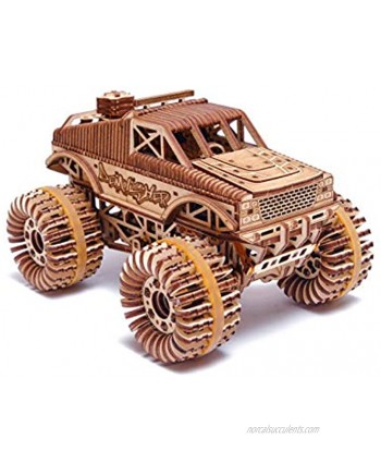 Wood Trick Monster Pickup Truck Car 3D Wooden Puzzle Rides up to 18 feet 8.3x6.3 in Model Truck Kit to Build for Adults and Kids