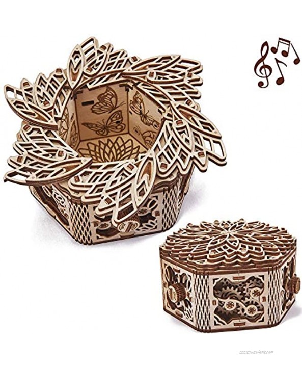 Wood Trick Mystery Flower Für Elise Wooden Music Box Kit Keepsake & Jewelry Box 3D Wooden Puzzle for Adults and Kids to Build DIY