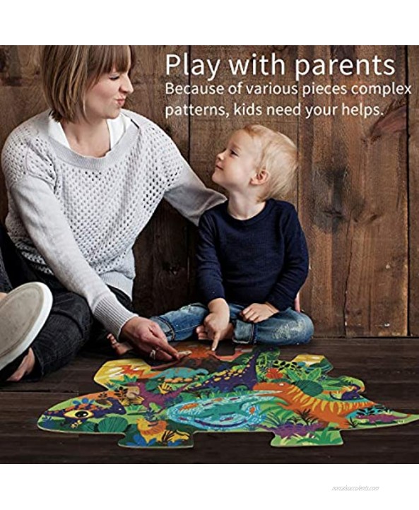 BABYTRY Dinosaur Puzzles for Kids Ages Puzzles 3 4 5 8 10 Toddlers Dinosaur Jigsaw Puzzles for Kids Ages 3 4 8 100 Pieces Dinosaur Floor Puzzles for Kids 4 Big Pieces Puzzles for Kids Ages 3-5