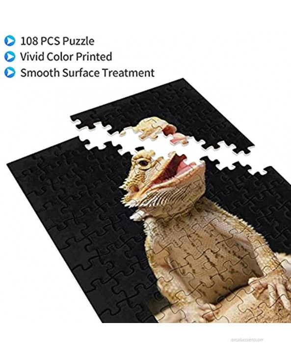 Bearded Dragon Lizards Puzzles for Adults Kids 108 Pieces Christmas Toy Gifts Jigsaw Game