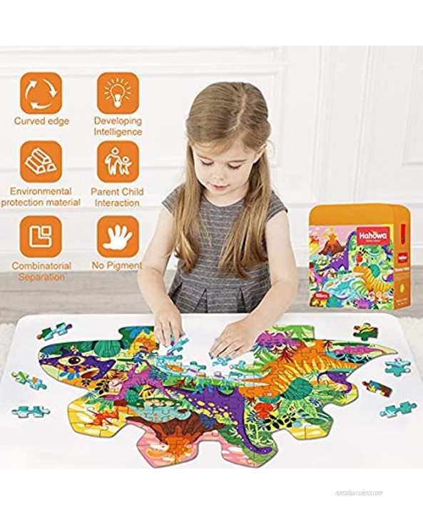 Dinosaur Jigsaw Puzzle for Kids Ages 4-8 105 Pieces Animal Floor Puzzles Matching Puzzle Game for 4 Yrs Old and up Great Gifts for Toddlers