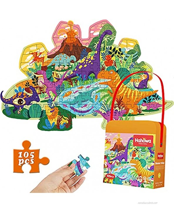 Dinosaur Jigsaw Puzzle for Kids Ages 4-8 105 Pieces Animal Floor Puzzles Matching Puzzle Game for 4 Yrs Old and up Great Gifts for Toddlers