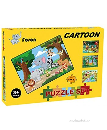 Floor Puzzles for Kids Ages 4-8-10 by Foson-4 Pack 24pc+35pc+48pc+63pc -Forest Animal Level Up Preschool Kids Puzzles for Boys and Girls-Gift for Children- Disassembled Type