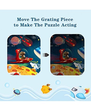 Floor Puzzles for Kids Giant Floor Puzzles Big Pieces Planet Puzzles 56 PCS Creative Moiré Fringes Jumbo Floor Puzzles Preschool Learning Educational Toys for Boys Girls Fantasy Space
