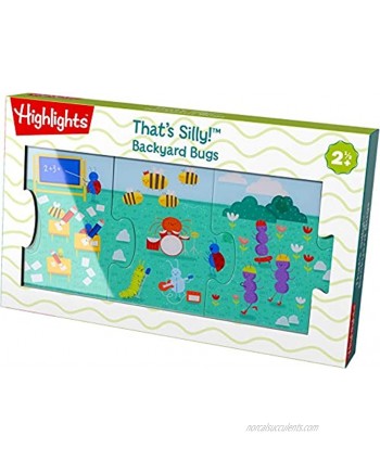 Highlights by HABA That's Silly! Backyard Bugs 9 Piece Jumbo Floor Puzzle with Interchangeable Pieces