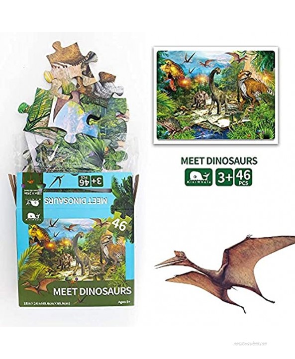 Kids Puzzle for Kids Ages 4-8 Dinosaur Floor Puzzle Raising Children Recognition Promotes Hand Eye Coordinatio Bulge Design,46Pcs,24x18in