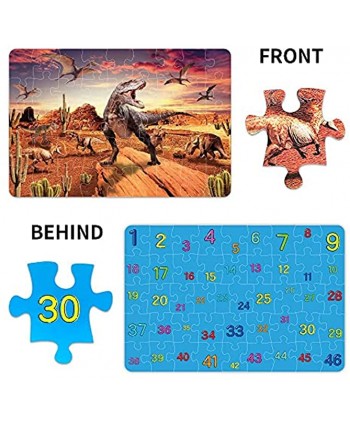 Kids Puzzle Toy Dinosaur Puzzle Learning Educational Puzzle Helps 3-8 Age Old Children's Intellectual Development.Puzzles Toys for Boys and Girls 46Pcs,Large size2.3x1.6 Feet