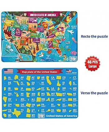 Kids Puzzle Toy Puzzles for Kids Ages 4-8 USA Map Floor Puzzle Raising Children Recognition &Promotes Hand-Eye Coordinatio 46Pcs,3x2Feet