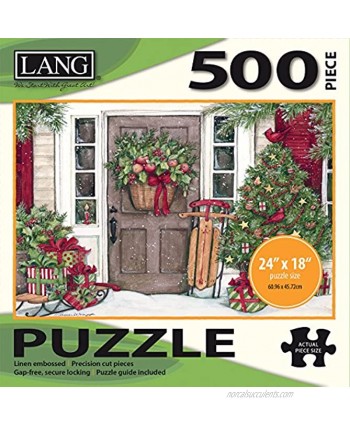 LANG 500 Piece Puzzle -"Holiday Door" Artwork by Susan Winget Linen Finish 24” x 18” Completed
