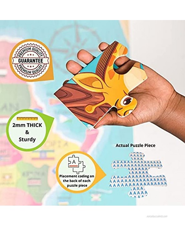 Map of Africa Floor Puzzle for Kids Giant 100 Piece Puzzles Africa Map Jigsaw Puzzles for Kids w Wall Poster and Mesh Storage Bag Map of The World Puzzle Geography for Kids World Map for Kids
