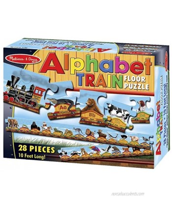 Melissa & Doug Alphabet Train: 28-Piece Floor Puzzle + Free Scratch Art Mini-Pad Bundle [04247]