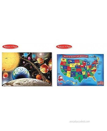 Melissa & Doug Solar System Floor Puzzle Floor Puzzles Easy-Clean Surface Promotes Hand-Eye Coordination 48 Pieces 36” L x 24” W AND Melissa & Doug USA United States Map Floor Puzzle