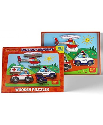 Smart Kids Service Wooden Jigsaw Puzzles for Toddlers 18 Months+ Old Boys Girls Educational Toys Toddler Puzzles Transport Set Gift Box