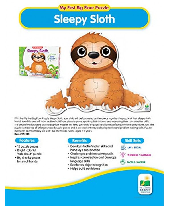The Learning Journey: My First Big Floor Puzzle Sleepy Sloth Puzzles for 2 Year Olds Award Winning Toys