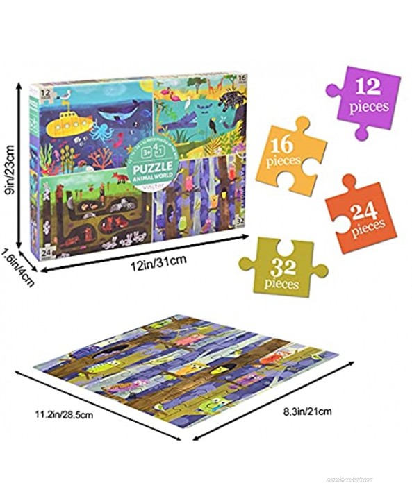 VASTAR Kids Puzzle for Kids Ages 4-8 4 in 1 Increasing Difficulty Kids Floor Jigsaw Puzzles 12-32 Piece Early Educational Preschool Toddler Large Puzzles 4 Puzzles
