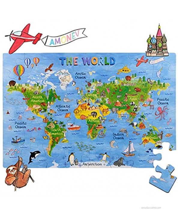 World Map Big Floor Puzzle with Thick Jigsaw Puzzle Pieces which can Also be Used on a Table are Great Floor Puzzles for Kids Ages 4-8 Years and Older World Map Puzzle World Map Puzzle