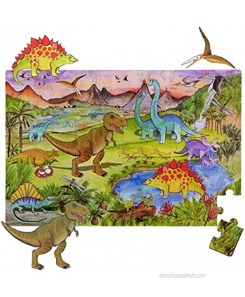 World Map Big Floor Puzzle with Thick Jigsaw Puzzle Pieces which can Also be Used on a Table are Great Floor Puzzles for Kids Ages 4-8 Years and Older Dinosaur Puzzle