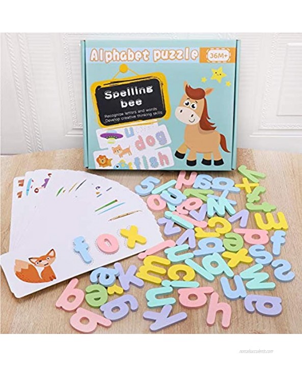 BLATOMY Alphabet ABC Flash Cards Wooden Letters Puzzle Montessori Activities Set Preschool Early Learning Educational Toys for 5-7 Toddlers Boys Girls