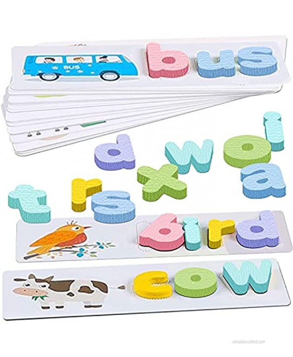 BLATOMY Alphabet ABC Flash Cards Wooden Letters Puzzle Montessori Activities Set Preschool Early Learning Educational Toys for 5-7 Toddlers Boys Girls