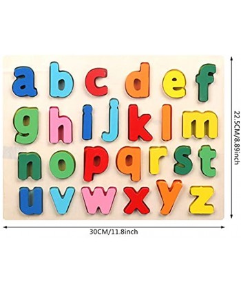 Children's Number Letter Puzzle,Alphabet and Number Puzzle Set Wooden Upper Case Letter Number and Shape Learning Puzzles Board Toy for Preschool Boys and Girls GiftsA