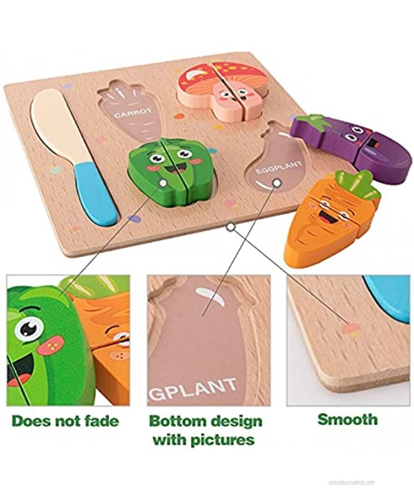 CUCOS Wooden Cutting Puzzles for Kids Ages 1-5 Years Old Vegetable Toddler Puzzles Learning Toys Educational Gift for Girls and Boys