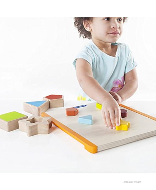 Guidecraft Nest and Fit Shapes Wooden Educational Toy Puzzle Board for Kids